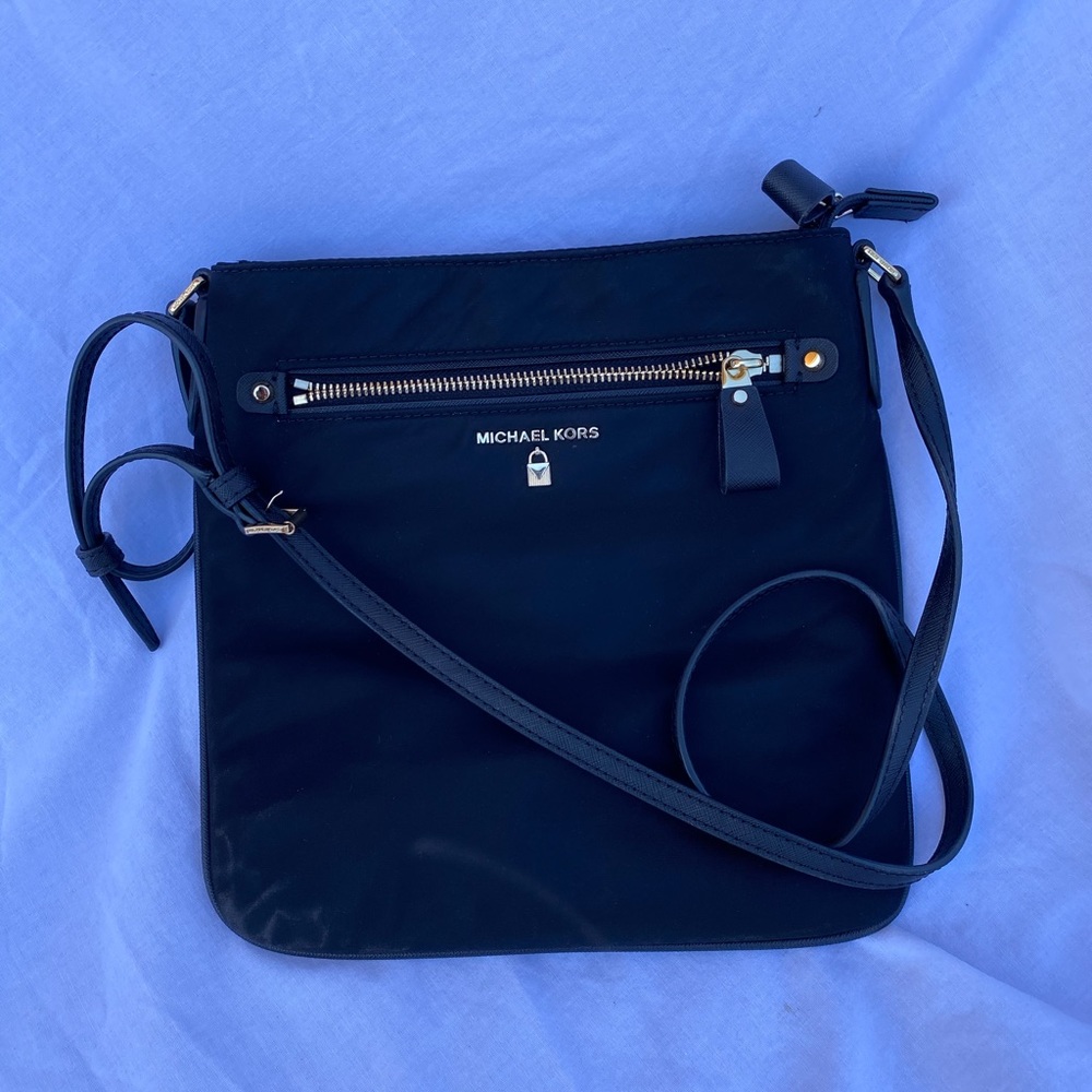 Black Micheal Kors Crossbody Bag with Gold Details